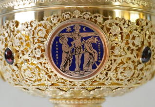 Ornate French antique solid silver gilt Gothic Chapel Set